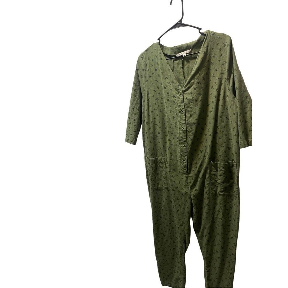 The Nines by Hatch Olive Green Floral Jumpsuit Womens Maternity Size XL